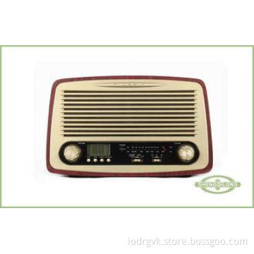 Multifunction Wooden Retro Radio Handmade Dual Alarm FM Clo